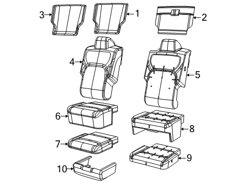 2025 Ram 1500 Lid Armrest Bin Plastic Substrate Diagram for 68427158AA
