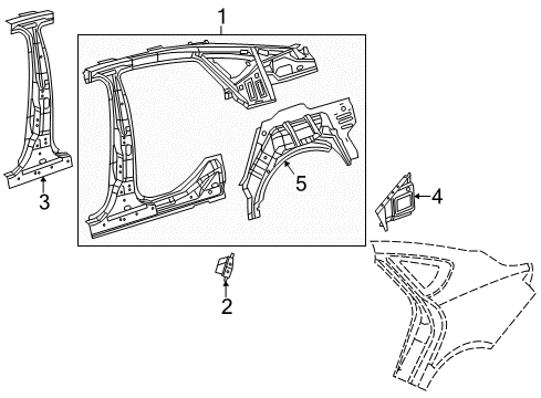 2015 Chrysler 200 Wheelhouse Panel, Rear Outer Driver Side Diagram for 68157421AE