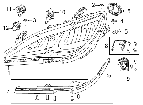 2017 Chrysler Pacifica Headlamp Assembly, Front Passenger Side Diagram for 68342192AE