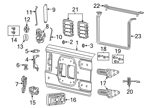 2020 Jeep Wrangler Latch Rods, Rear Outer Diagram for 68290828AA