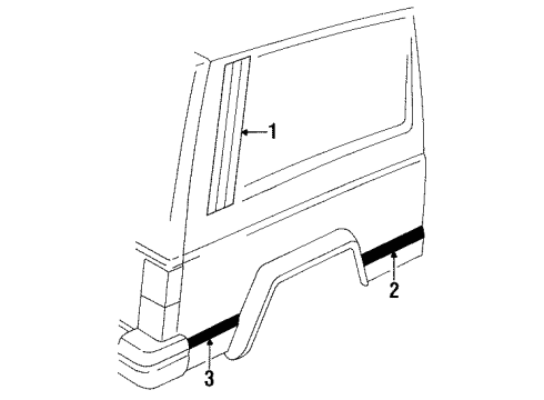 1993 Jeep Cherokee Lower Molding, Black/Red, Driver Side Diagram for 5DA05MXR
