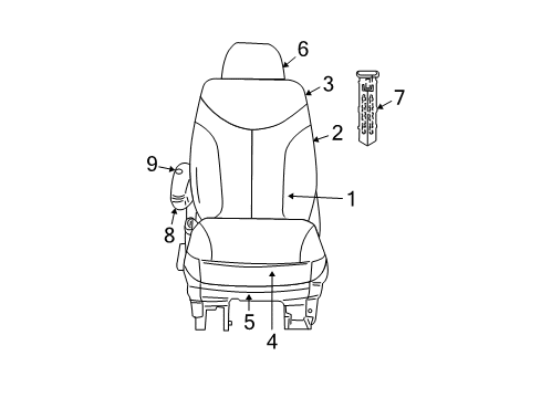 2009 Chrysler Town & Country Seat Back Panel, Front Diagram for 1JA951DVAA