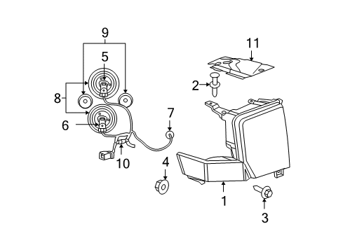 2006 Jeep Commander Headlamp Bulb, Front Diagram for L0009005