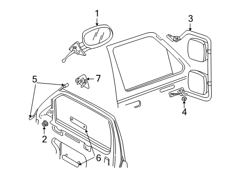1999 Dodge Ram 1500 Van Mirror Assembly, Front Driver Side Diagram for 55346949AH