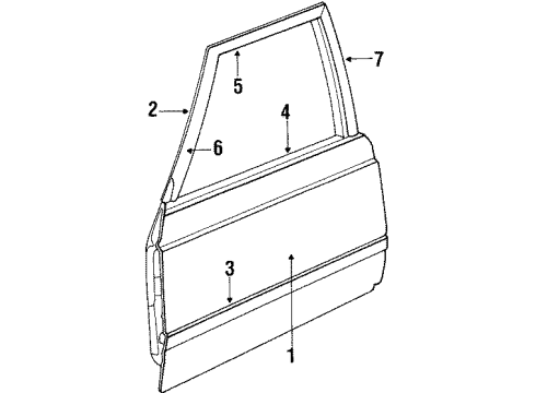 1984 Chrysler E Class Exterior Trim - Front Door Diagram