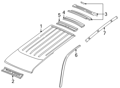 1998 Dodge Durango Header Panel, Front Diagram for 55255503AB