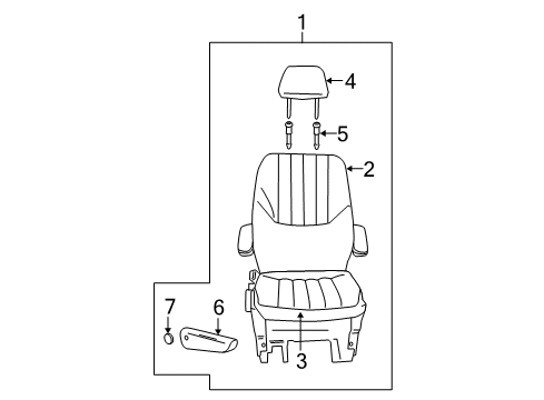2007 Chrysler Town & Country Seat Assembly, Gray, Rear Center Passenger Side Diagram for WV421D5AC