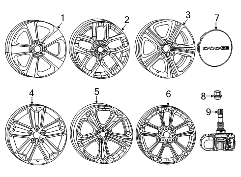 2025 Dodge Charger Daytona Cap - Wheel Center Diagram for 68631995AA