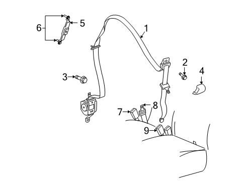 2010 Dodge Dakota Lap & Shoulder Belt, Front Outer Passenger Side Diagram for 5HQ261J8AC