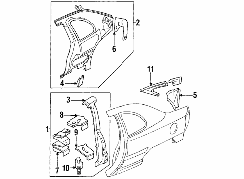 1998 Dodge Neon Inner Structure - Quarter Panel Diagram