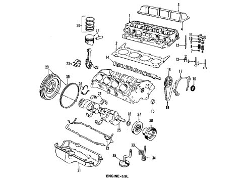 1986 Jeep Grand Wagoneer Rocker Arms Diagram for J3210177