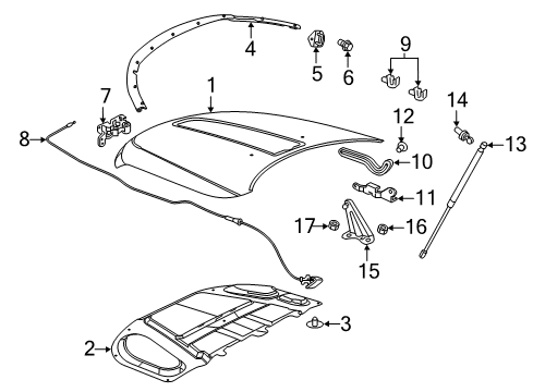 2021 Dodge Durango Hood Diagram for 55369453AF