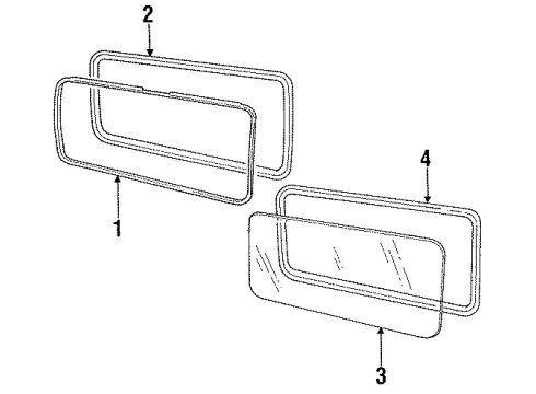 1987 Dodge B150 Weatherstrip, Rear Diagram for 4354949
