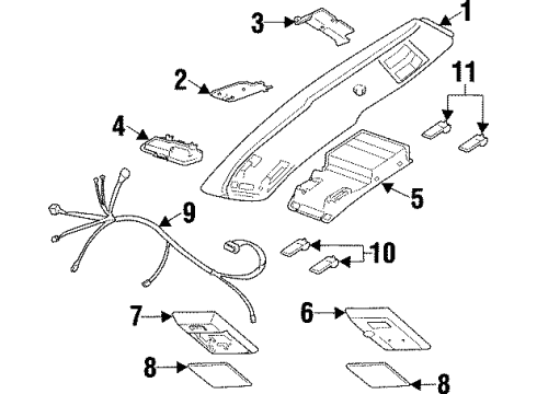 1997 Jeep Cherokee Dome Lamp, Mist Gray Diagram for 5BA67TC3
