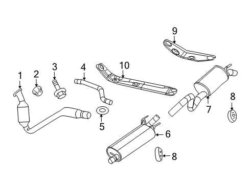 2007 Chrysler Aspen Catalytic Converter, Passenger Side Diagram for 52855505AA