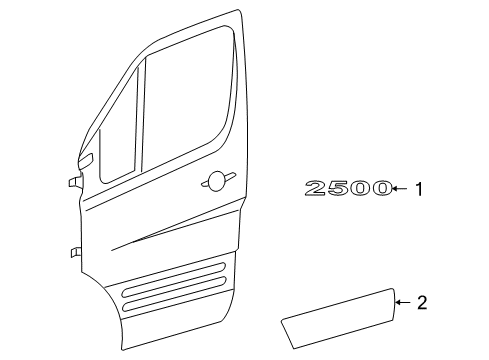 2008 Dodge Sprinter 2500 Molding, Gray, Front Driver Side Diagram for 1RQ37XDVAB