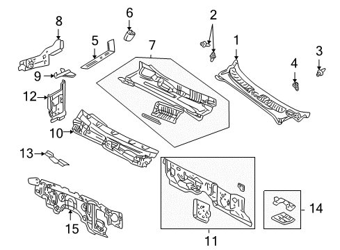 2001 Dodge Dakota Cowl Panel, Lower Diagram for 55255515AE