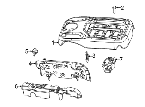 2020 Jeep Cherokee Engine Cover Stud, Driver Side Diagram for 6509494AA