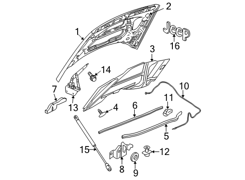 2008 Jeep Commander Seal Strip Diagram for 55394777AB