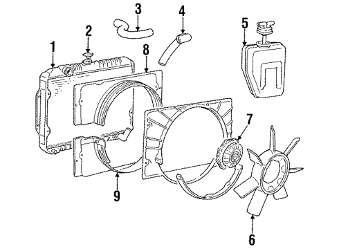 1987 Dodge Ram 50 Radiator & Components Diagram 2 - Thumbnail