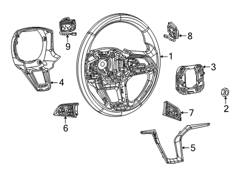 2023 Jeep Grand Cherokee L Steering Wheel, Gray Diagram for 7MW11LA3AA