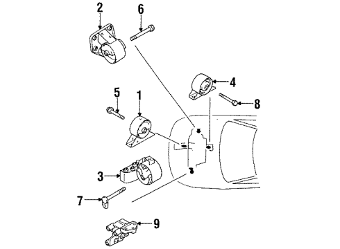 1994 Dodge Colt Motor Mount, Front Diagram for MB949798