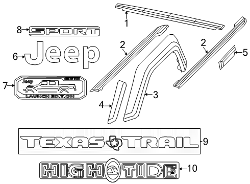 2020 Jeep Gladiator Nameplate Diagram for 68442674AD