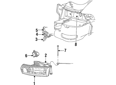1993 Dodge Intrepid Headlamp Assembly Diagram for 4746453