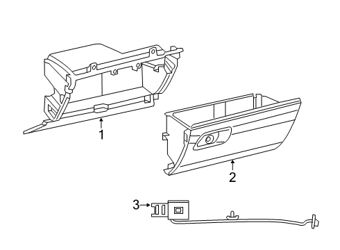 2020 Ram 1500 Glove Box, Black, Front Diagram for 7KV741XTAA