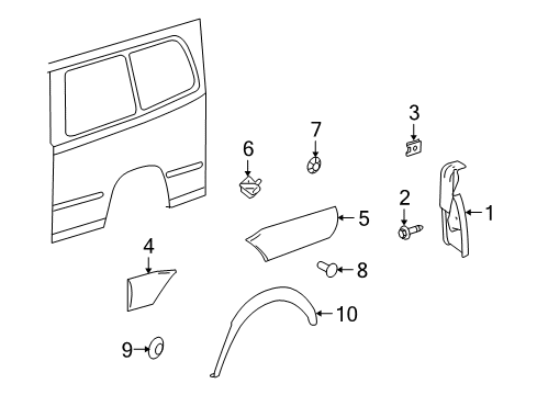 2008 Dodge Sprinter 3500 Splash Guard, Rear Passenger Side Diagram for 1HQ54DX9AA