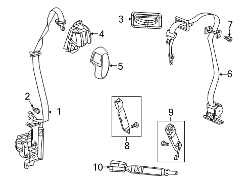 2018 Ram 1500 Lap & Shoulder Belt, Beige, Rear Outer Diagram for 5KP981L1AC