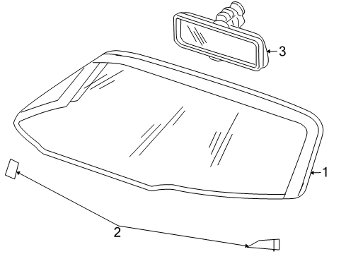 2010 Dodge Viper Windshield, Front Diagram for 5086542AA