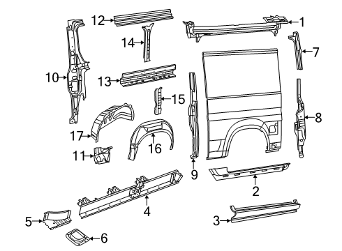 2015 Ram ProMaster 1500 Lock Pillar, Upper Driver Side Diagram for 68134795AC