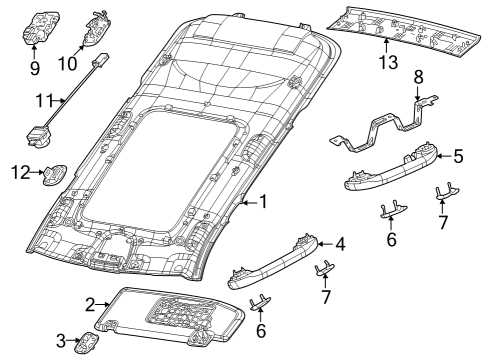 2022 Jeep Grand Cherokee Headliner, Beige Diagram for 7KJ69WT3AA