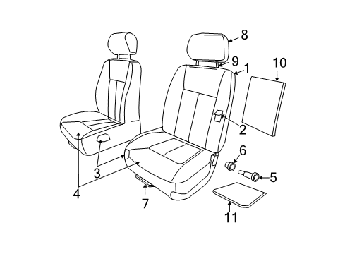 2007 Dodge Dakota Seat Back, Slate Gray, Front Driver Side Diagram for 1FY031D5AA