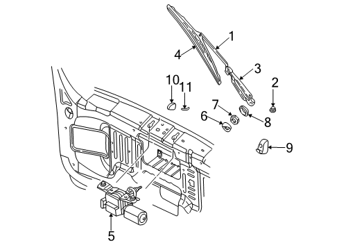 2002 Jeep Liberty Wiper Arm Diagram for 5066965AA