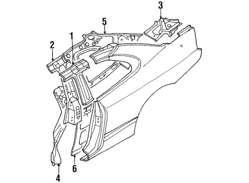 1995 Chrysler Sebring Inner Structure - Quarter Panel Diagram