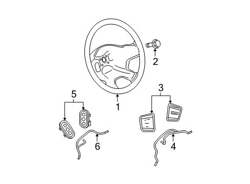 2006 Jeep Grand Cherokee Steering Wheel, Slate Gray Diagram for 1CY221DVAA