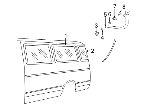1997 Dodge B3500 Glass - Side Panel Diagram