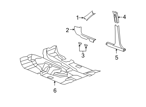2007 Dodge Nitro Upper Center Pillar Trim, Passenger Side Diagram for 1LU30DW1AC
