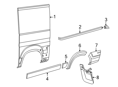 2014 Ram ProMaster 1500 Side Panel, Rear Outer Passenger Side Diagram for 68172652AA