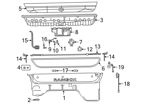 2023 Ram 1500 Lock, Rear Diagram for 68193094AC