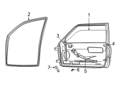 2005 Dodge Ram 3500 Door Glass, Front Driver Side Diagram for 55372813AB