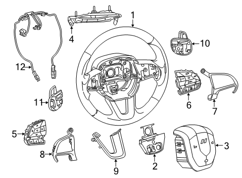 2019 Dodge Durango Steering Wheel Diagram for 6VD97YSAAA