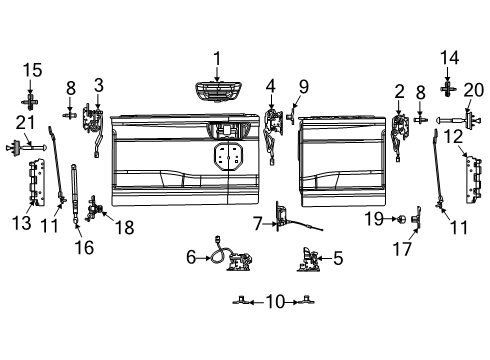 2025 Ram 1500 Lower Latch, Rear Passenger Side Diagram for 68296240AI