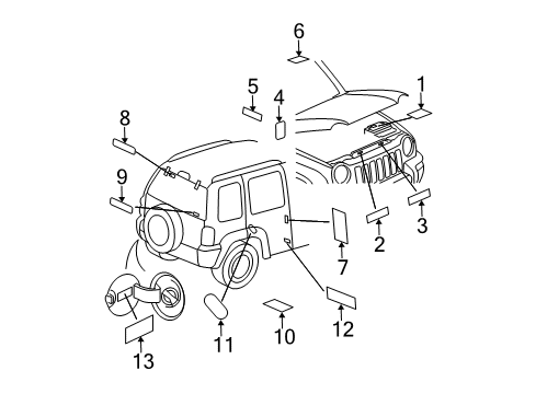 2004 Jeep Liberty Warning Label Diagram for 4649282AA