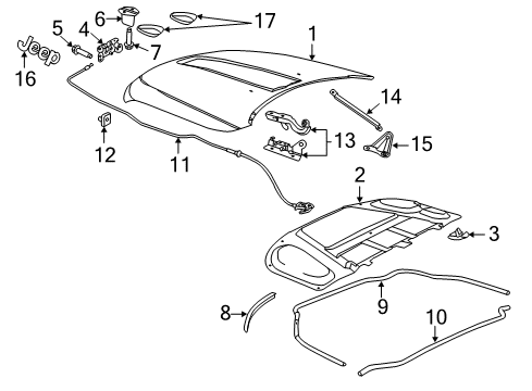 2019 Jeep Grand Cherokee Hood, Front Diagram for 68442519AA