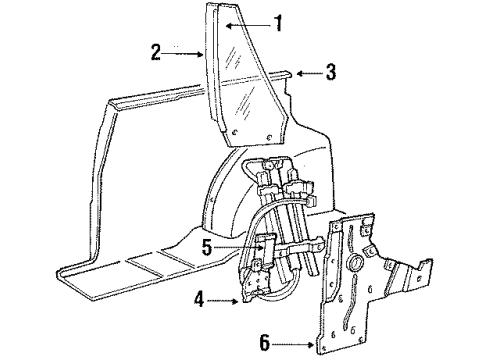 1984 Chrysler LeBaron Glass & Hardware - Quarter Panel Diagram