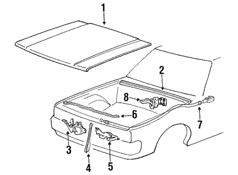 1990 Dodge Ram 50 Hood & Components Diagram