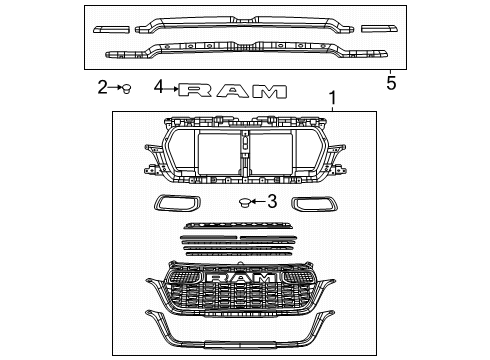 2025 Ram 1500 Grille & Components Diagram 3 - Thumbnail